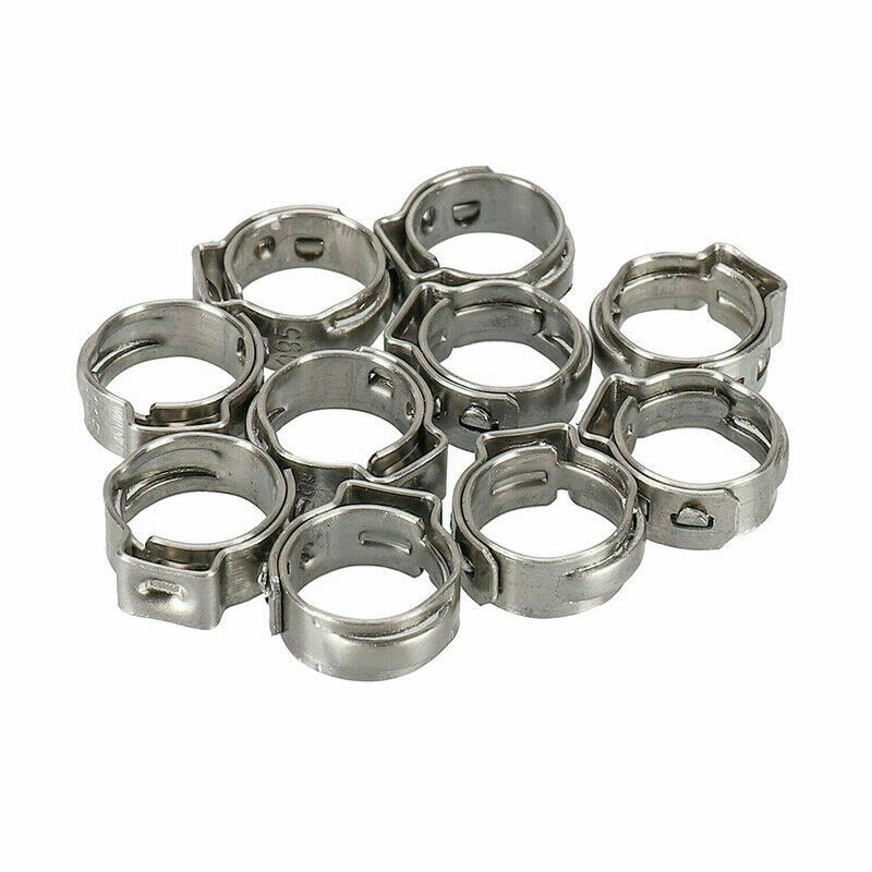 10/20pcs Hose Clamps Single Ear Stepless 5.8-23.5mm 304 Stainless Steel Hose Clamps Cinch Clamp Rings for Sealing Ki